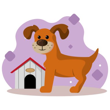 Renkli sevimli köpek karakteri Vektör illüstrasyonu