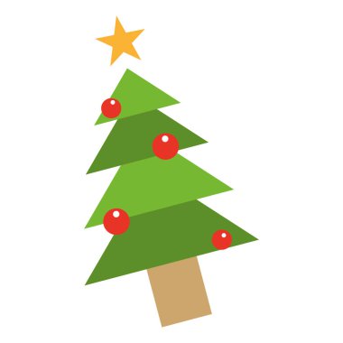 Renkli minimalist Noel ağacı simgesi Vektör illüstrasyonu
