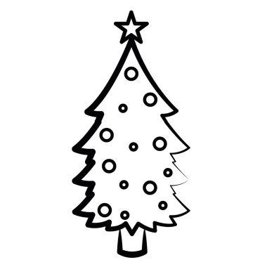 Dizgi ışıkları ve yıldızlı minimalist Noel ağacı basit bir dizaynla, Vektör illüstrasyonu
