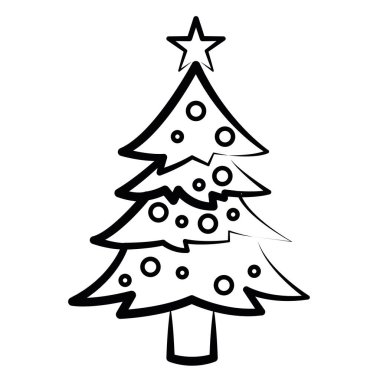 Dizgi ışıkları ve yıldızlı minimalist Noel ağacı basit bir dizaynla, Vektör illüstrasyonu