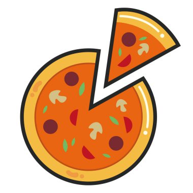 Dilimlenmiş pizza. Vektör illüstrasyonu
