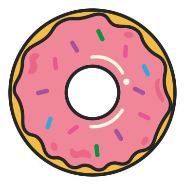 Pembe şekerli çörek. Vektör illüstrasyonu