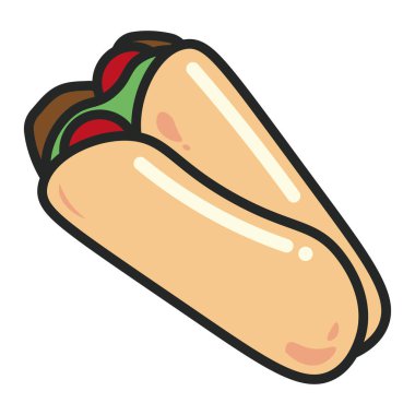 Burrito ambalajlı çizgi film. Vektör illüstrasyonu