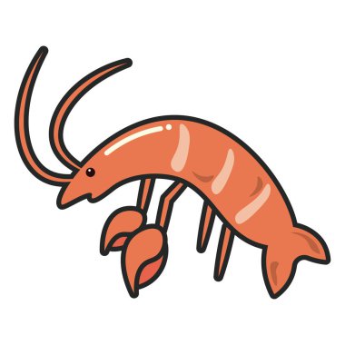 Karides deniz ürünleri ikonu. Vektör illüstrasyonu