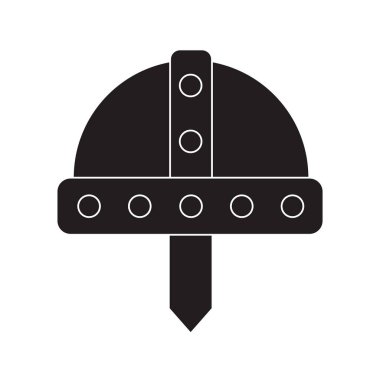 Bir miğfer silohuette Ortaçağ silah ikonu Vektör illüstrasyonu