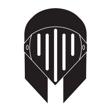 Bir miğfer silohuette Ortaçağ silah ikonu Vektör illüstrasyonu