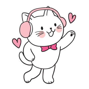 Cartoon cute character funny cat vector.