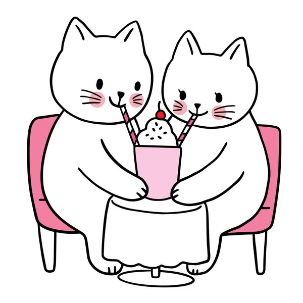 漫画かわいいキャラクター白猫ベクトル — ストックベクタ