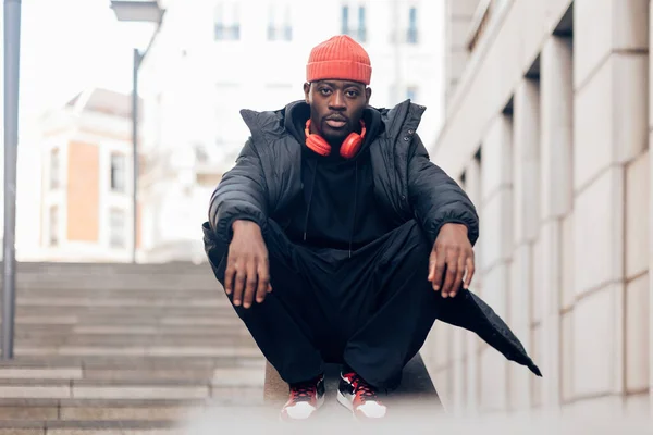 Street Portrait African American Man Hip Hop Style — Stock Photo, Image