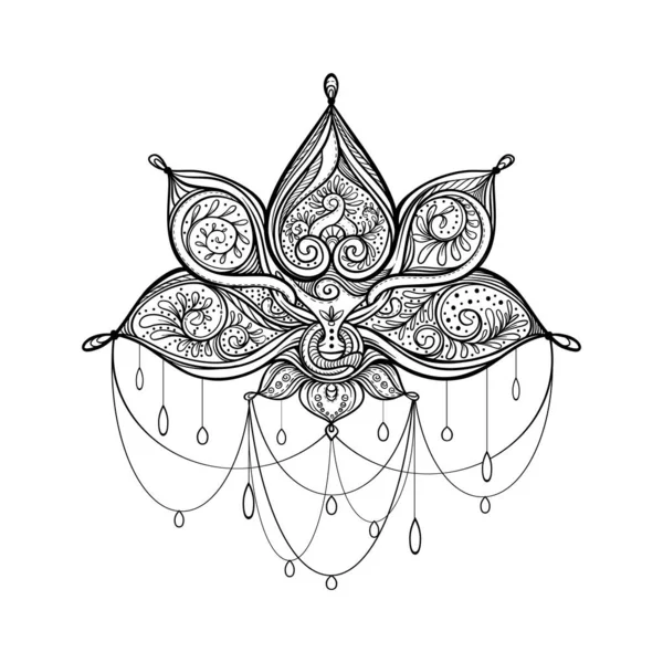 Декоративный Цветок Лотоса Йога Символ Аюрведы Векторная Иллюстрация — стоковый вектор