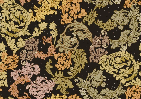 Fleurs Feuilles Décoratives Style Art Nouveau Vintage Ancien Style Baroque — Image vectorielle