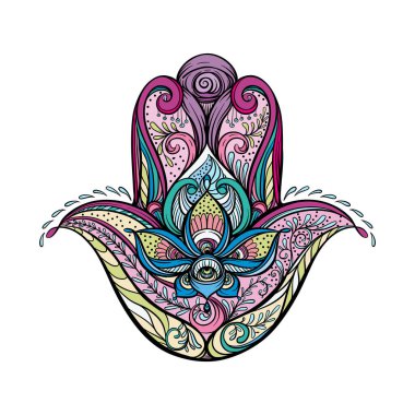 Decorative hamsa hand. Vector illustration. clipart