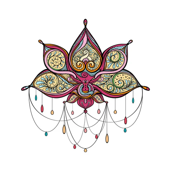 Dekorativní Lotosový Květ Jóga Symbol Ájurvédy Vektorová Ilustrace — Stockový vektor