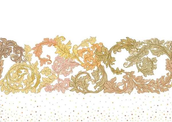 アールヌーボー様式 ヴィンテージ バロック様式の装飾的な花や葉 シームレスなパターン ベクターイラスト — ストックベクタ