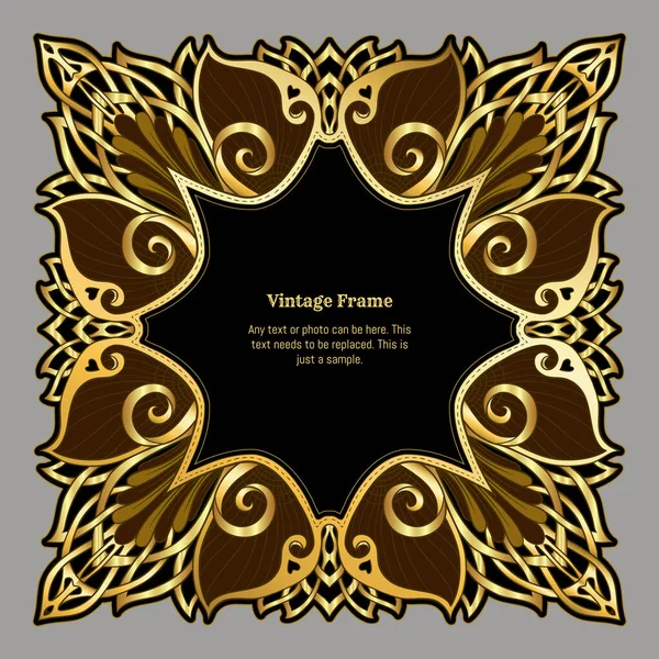 Decorative Ornament Border Frame Template Product Label Cosmetic Packaging Art — Stock Vector