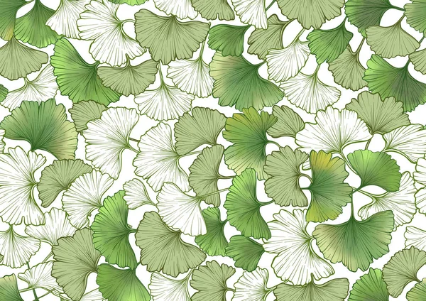 Ginkgo Biloba Blättert Nahtloses Muster Hintergrund Vektorillustration Botanischen Stil — Stockvektor