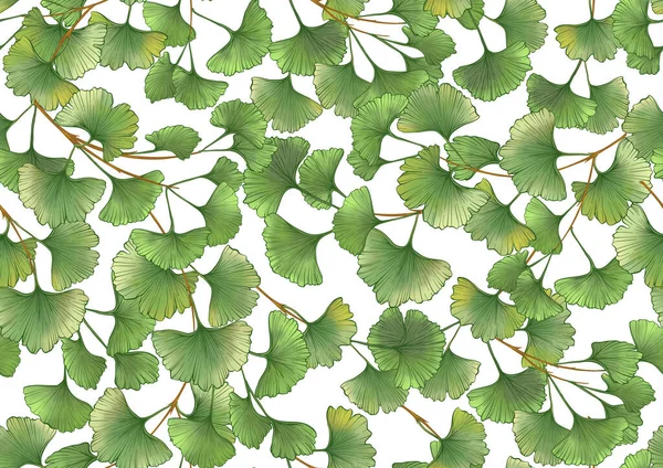 Ginkgo Biloba Blättert Nahtloses Muster Hintergrund Vektorillustration Botanischen Stil — Stockvektor