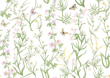 Dekoratif çiçekler ve yapraklar sanat tarzında yeni moda, eski, eski moda. Sınır, çerçeve, ürün etiketi şablonu, kozmetik ambalaj. Düzenlemesi kolay. Vektör çizimi. Yeni sanat tarzında..