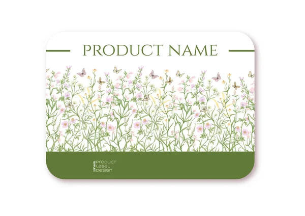 野生花卉和蝴蝶模板为塑料借记或贷记 会员卡矢量插图 植物学风格 — 图库矢量图片