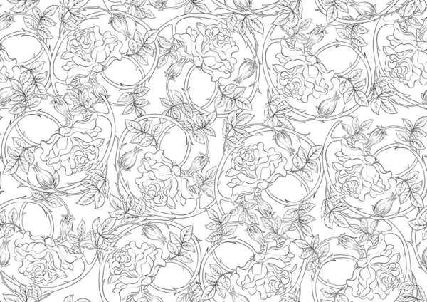 Декоративные Цветы Листья Стиле Модерн Винтажный Старый Ретро Стиль Бесшовный — стоковый вектор