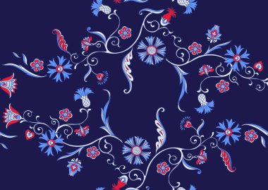 Geleneksel Doğu klasik lüks, eski moda çiçek süsü. Kusursuz desen, arka plan. Vektör illüstrasyonu.