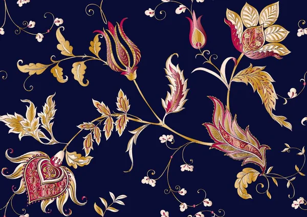 Traditionele Oosterse Klassieke Luxe Ouderwetse Bloemen Ornament Naadloos Patroon Achtergrond — Stockvector