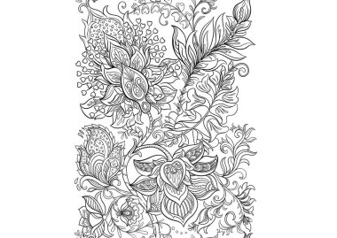 Eski moda fantezi çiçekleri, eski moda, jakoben nakış tarzı. Kusursuz desen, arka plan. Özet Vektör illüstrasyonu.