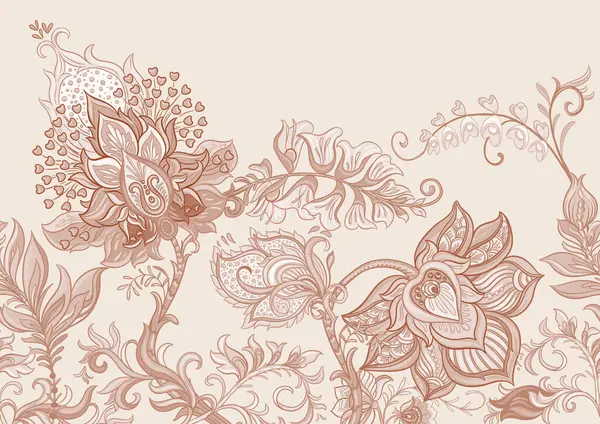 レトロ ヴィンテージ ジャコビアン刺繍スタイルのファンタジー花 シームレスなパターン ベクターイラスト ストックイラスト