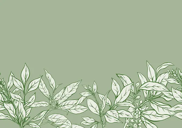 緑茶の葉が付いている枝 シームレスなパターン ベクトルイラスト 植物的なスタイルで ベクターグラフィックス