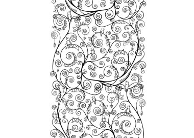 Kuşlu ağaç dalları, Gustav Klimts 'in hayat ağacından esinlenilmiştir. Kusursuz desen, arka plan. Vektör çizimi. El çizimi. Yeni sanat tarzında, eski, eski, eski tarzda..