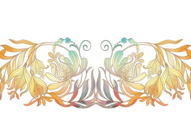 Eski moda fantezi çiçekleri, eski moda, jakoben nakış tarzı. Kusursuz desen, arka plan. Vektör illüstrasyonu.