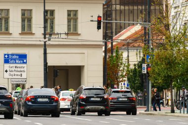 Cluj-Napoca, Romanya - 17 Eylül 2022: Birlik Meydanı 'ndaki Hintz Evi, Cluj-Napoca' nın merkezi.