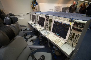 Otopeni, Romania - January 17, 2023: AWACS Airborne Warning and Control System aircrafts arrival from NATO Airborne Early Warning & Control Force  NAEWC, Germany, at Base 90 Air Transport.