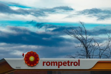 Bucharest, Romania - January 17, 2023: A Rompetrol gas station is seen in Bucharest This image is for editorial use only.