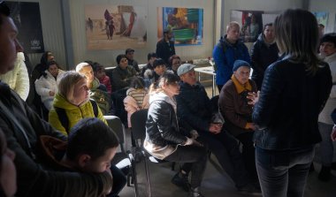 Bucharest, Romania. 13th Mar, 2023: Ukrainian refugees receive humanitarian assistance at the UNHCR integrated center for Ukrainian refugees. This image is for editorial use only.