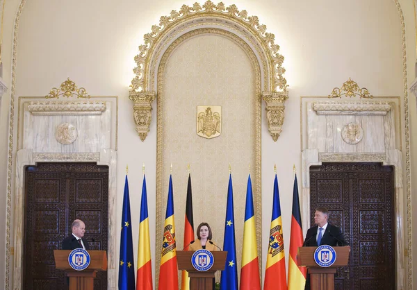 Bucharest Romania 3Rd Apr 2023 Olaf Scholz Chancellor Germany Maia — Stock Photo, Image