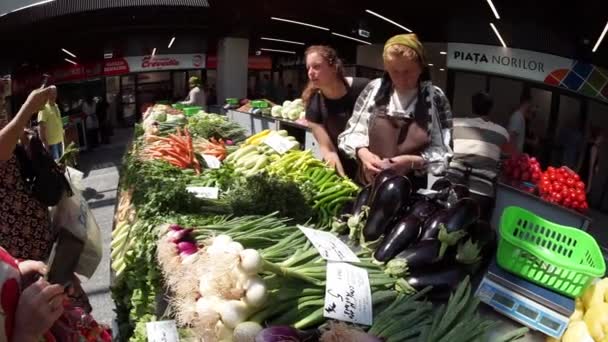 Bukareszt Rumunia Lipca 2023 Otwarcie Rynku Rolno Spożywczego Piata Norilor — Wideo stockowe