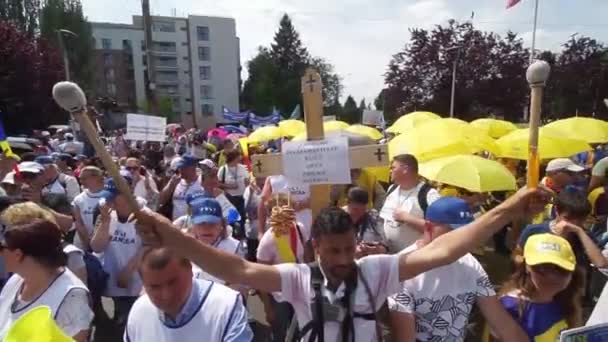 Bukurešť Rumunsko Května 2023 000 Zaměstnanců Vzdělávacího Systému Pochodovat Trase — Stock video