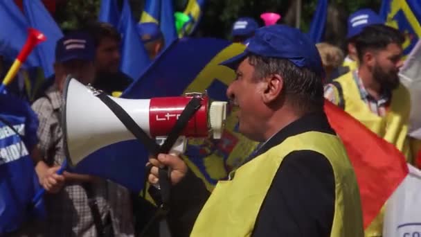 Bukarest Rumänien Mai 2023 Gewerkschaftsführer Rodrigo Gabriel Maxim Spricht Während — Stockvideo