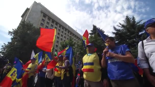 Bukarest Rumänien Maj 2023 Rumänska Statsanställda Järnvägar Protesterar Inför Det — Stockvideo