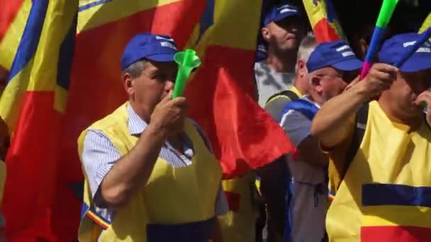 罗马尼亚布加勒斯特 2023年5月29日 罗马尼亚铁路公司工人在罗马尼亚交通部前抗议 — 图库视频影像