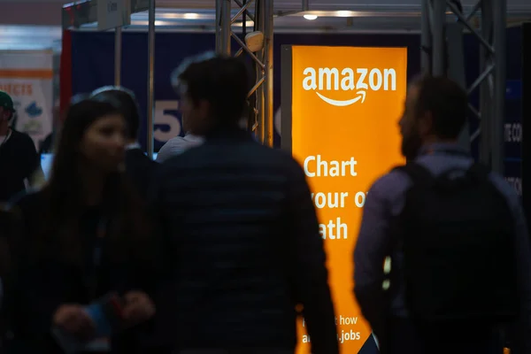 stock image Bucharest, Romania. 9th Nov, 2023: The stand of the American multinational e-commerce company Amazon during GoTech World, IT & Digital expo-conference.