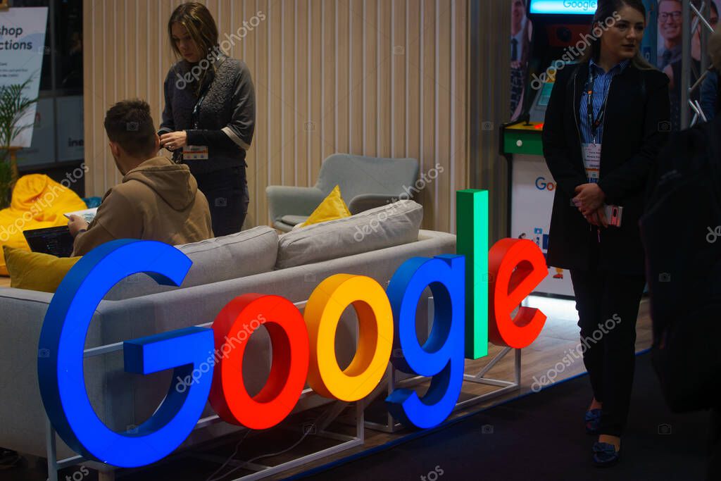 Bucharest, Romania. 9th Nov, 2023: Google stand at GoTech World, IT & Digital expo-conference.