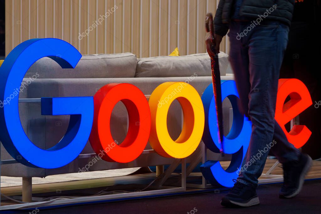 Bucharest, Romania. 9th Nov, 2023: Google stand at GoTech World, IT & Digital expo-conference.
