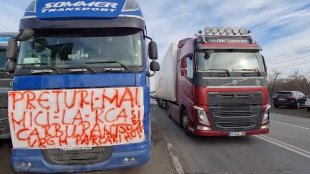 Afumati Rumunsko Ledna 2023 Rumunští Přepravci Zemědělci Protestují Obci Afumati — Stock video