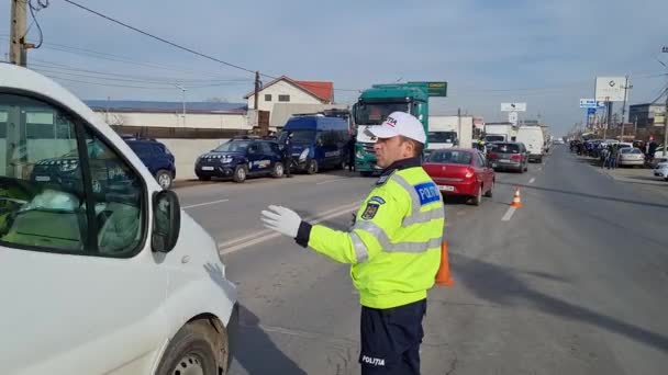 Afumati Rumänien Januar 2023 Rumänische Transporteure Und Bauern Protestieren Der — Stockvideo