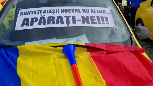 Βουκουρέστι Ρουμανία Ιανουαρίου 2024 Αρκετές Εκατοντάδες Οδηγοί Ταξί Διαμαρτύρονται Ενάντια — Αρχείο Βίντεο