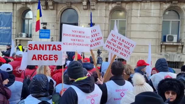 Bucarest Roumanie 1Er Février 2024 Jusqu 300 Syndicalistes Fédération Syndicale — Video