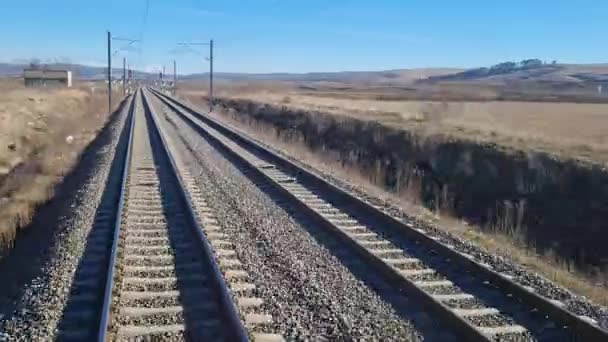 Ласлеа Румыния Января 2024 Года Железнодорожная Инфраструктура Наблюдаемая Время Поездки — стоковое видео