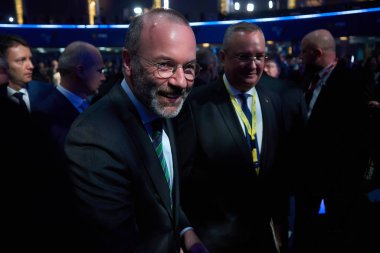 Bucharest, Romania. 6th Mar, 2024: Manfred Weber, European People's Party President, attends the plenary session of 2024 EPP Congress on March 6, in Bucharest. clipart